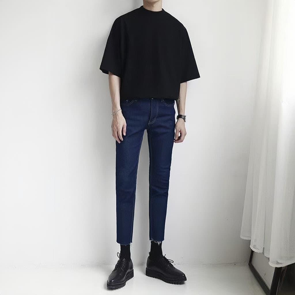 Versão coreana meninos juventude na moda rufião bonito tornozelo comprimento desgastado Jeans masculino Casual cintura m