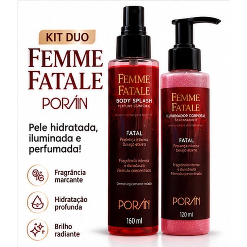 Kit Duo Femme Fatale Porán Body Splash 160ml + Iluminador Corporal 120ml