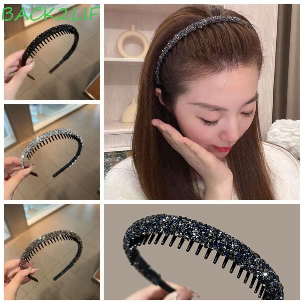 Faixa De Cabeça De Strass BACK2LIF , Cabelo De Plástico Para Lavagem Facial , Estilo Coreano Com Argola Diamante De Maqu