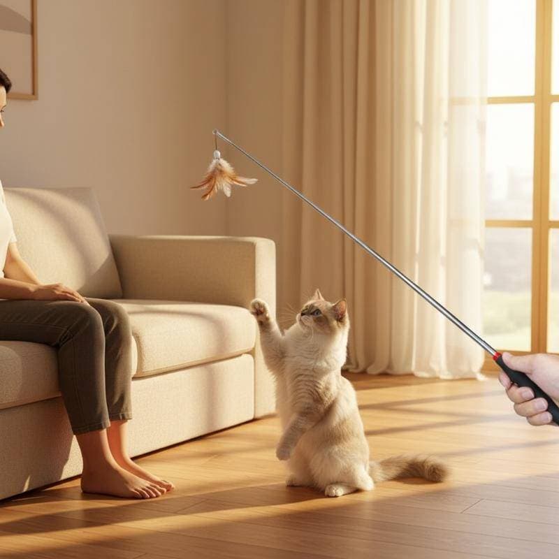 Drowsy Retrátil Longo Metal Gato Teaser Varinha Interativo Durável Brinquedo Para Animais De Estimação Gatos Internos Te