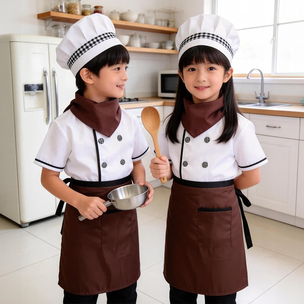 Novo estilo fantasia de chef infantil fantasia infantil jogo infantil traje profissional desempenho fantasia de pequeno