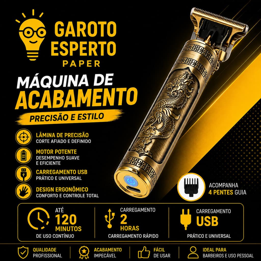 Máquina de Cortar Cabelo Estilo Dragão - Design Elegante e Potente