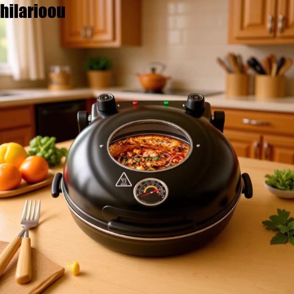 Forno De Pizza HILARIOOU , Fabricante Elétrico Doméstico , Aquecimento Dupla Face Plugue Ue Frigideira Elétrica Para Bol