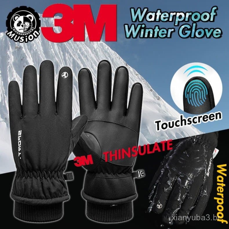 Luvas de Inverno Musion 3M Thinsulate para Homens, Impermeáveis, Térmicas, à Prova de Vento, com Tela Sensível ao Toque,