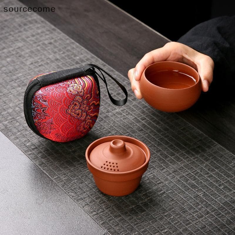 [sourcecome] Conjunto De Chá Para Acampamento Em Miniatura-Copo Solo De Cerâmica Inquebrável Com Estojo De Viagem Kit De