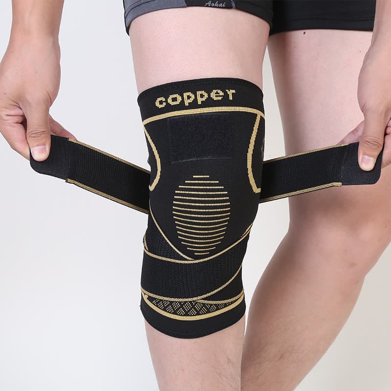 Joelheira de cobre com íons para atacado, faixa de compressão circular, suporte esportivo para joelho para ciclismo, mon