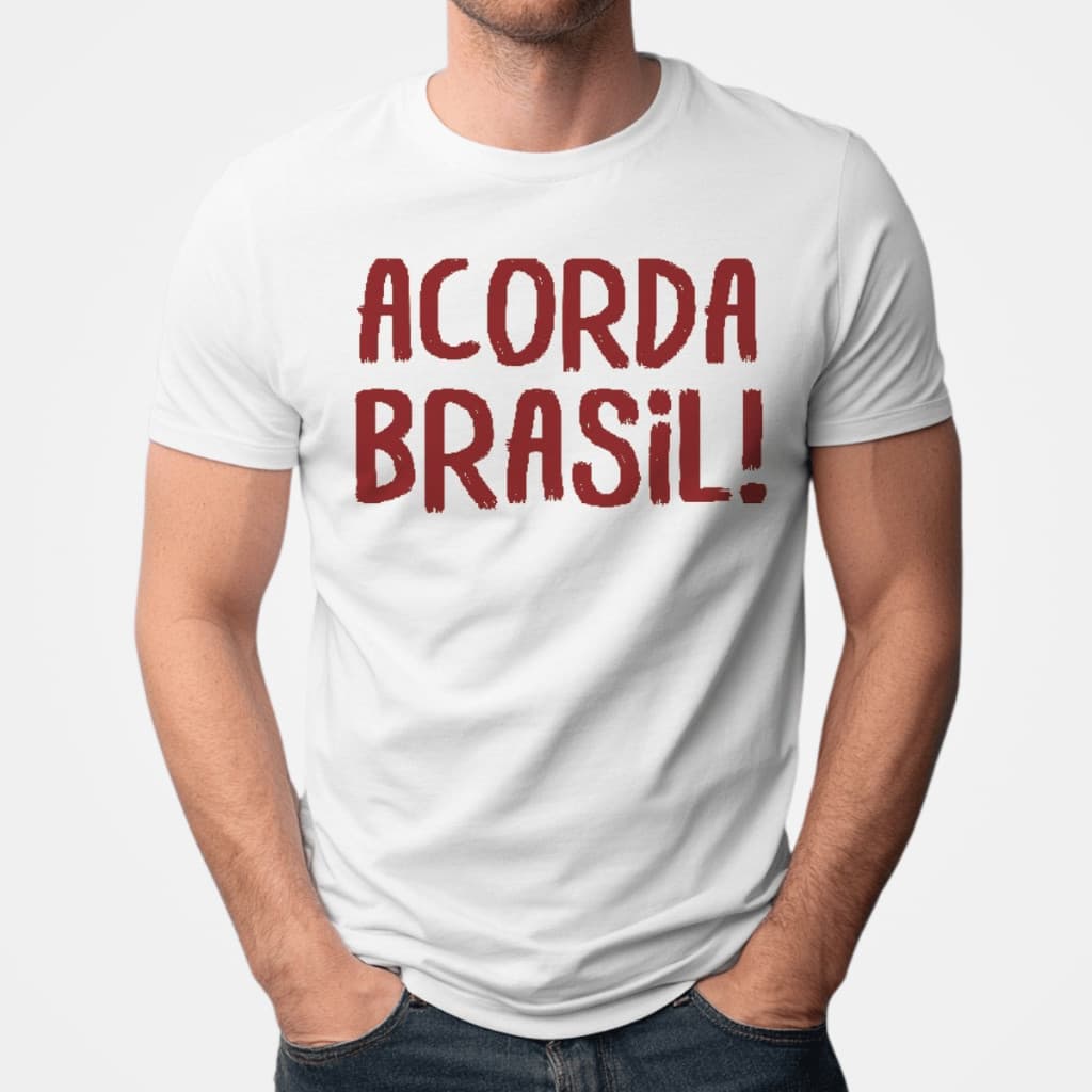 Camiseta Masculina Acorda Brasil Manga Curta 100% Algodão Eleições