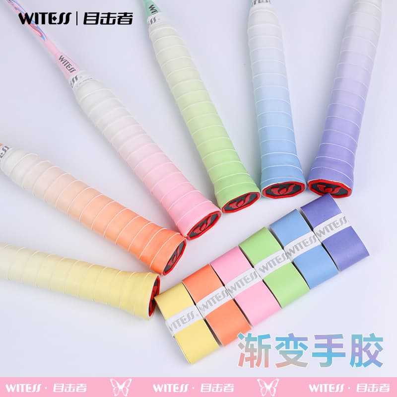 WITESS raquete de Badminton mão cola raquete de tênis durável gradiente cola confortável toque grosso brilhante adesivo