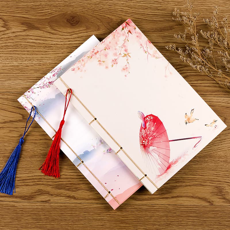 Antigo estilo chinês grande caderno B5 linha prego bloco de notas A5 branco puro Graffiti caderno pintado à mão diário d