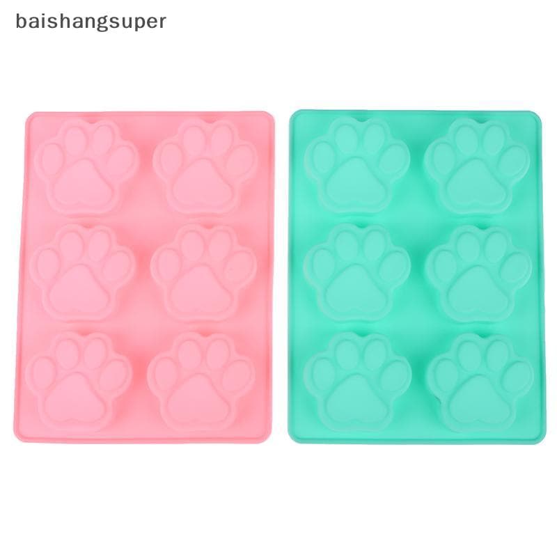1Pc 6 Cavidades Adorável Cão Gato Pata Fondant Sugarcraft Bolo Molde De Silicone DIY Cozimento De Chocolate Pudim Biscoi