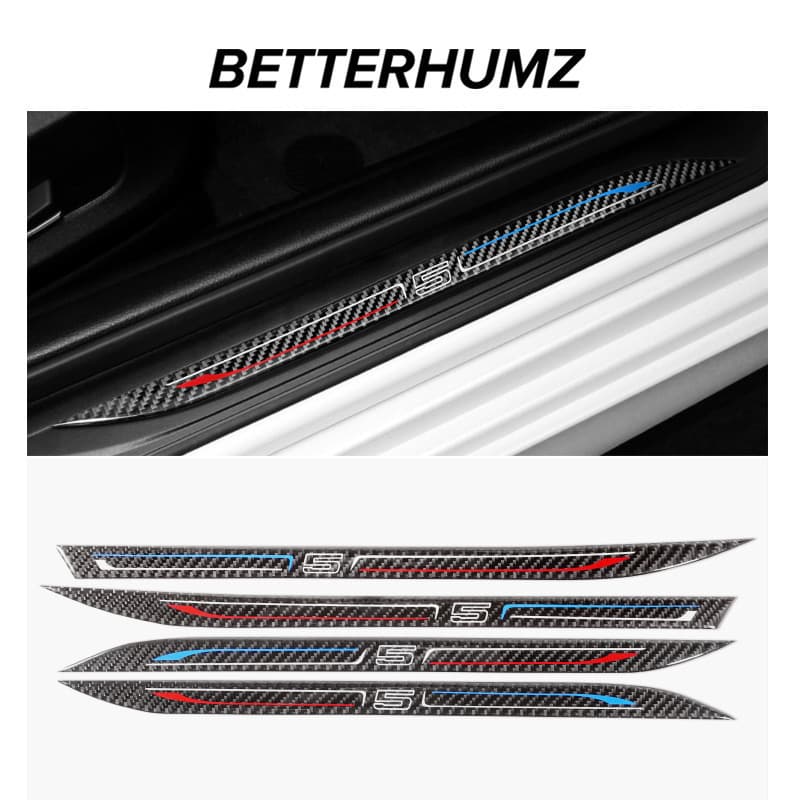 Para BMW F10 F18 Série 5 Fibra De Carbono Soleiras Da Porta Do Carro Anti-Scuff Adesivos Limiar Guarnição Tiras Pedal De