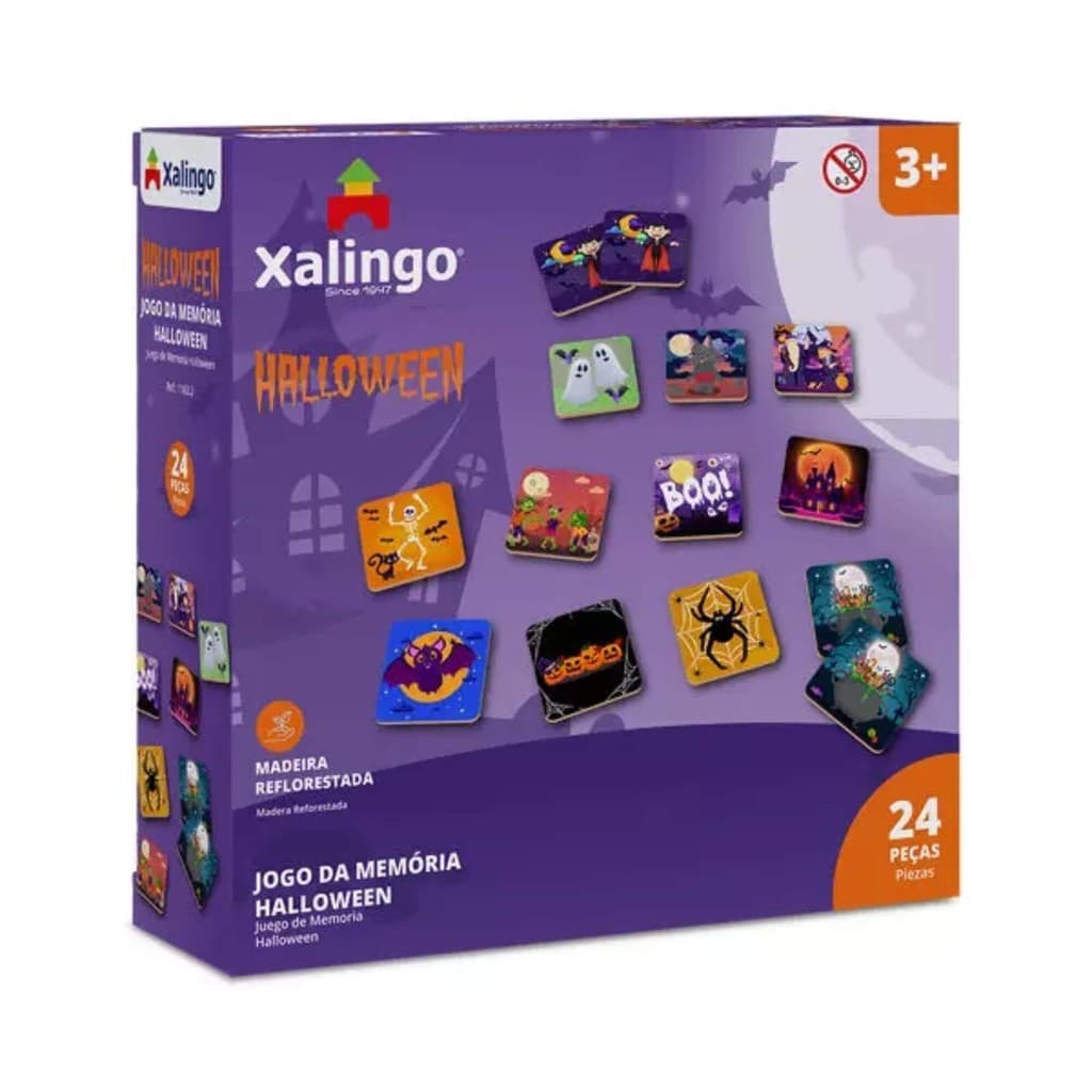 Jogo da Memória Infantil Halloween com 24 peças Xalingo Infantil Educativo Brinquedo Criança
