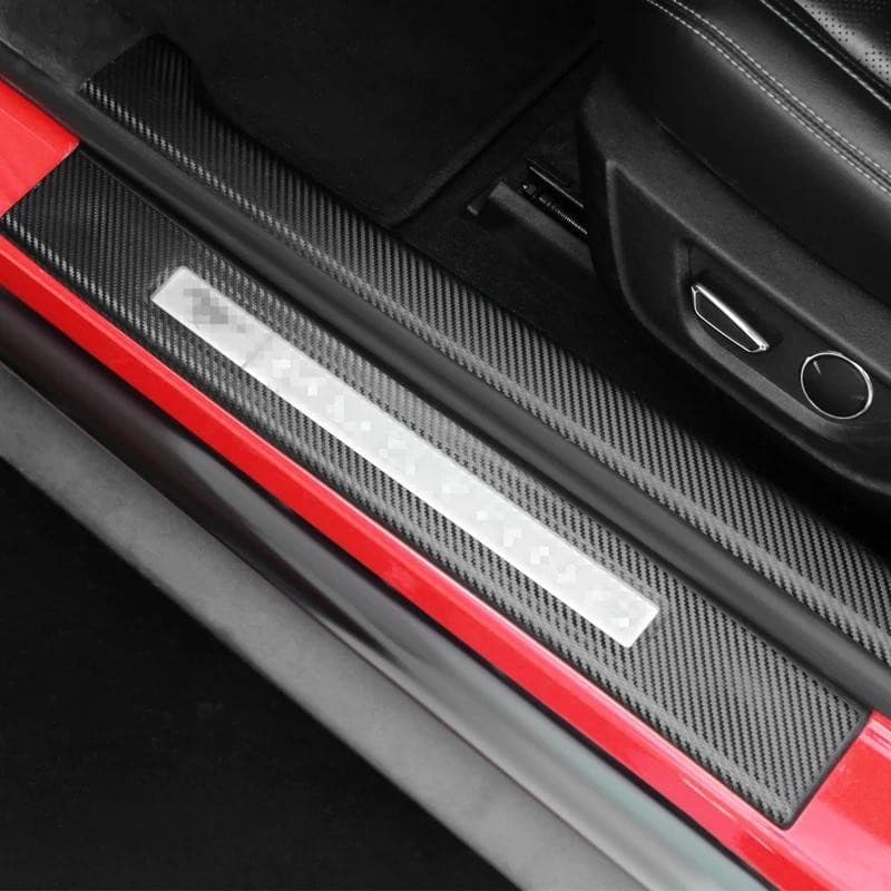 TPIC Para Ford Mustang 2015-2023 Limiar Do Carro Soleiras Da Porta Adesivos Decalques 4 Pçs Decoração De Fibra De Carbon
