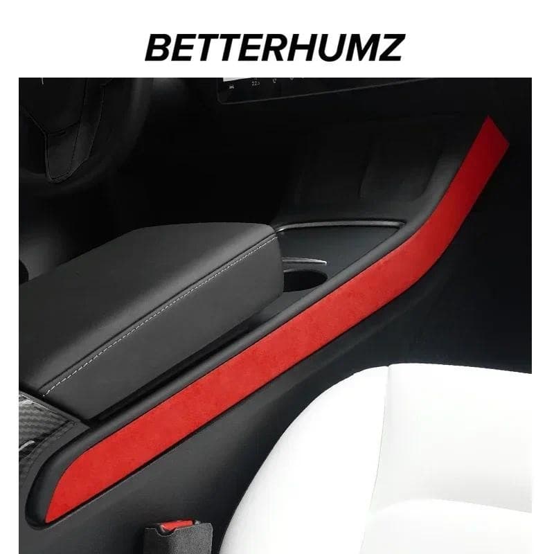 Para Tesla Modelo Y 3 2018-2022 Feito De Alcântara Console Central Painel Lateral Guarnição Tiras Adesivos Interior Do C