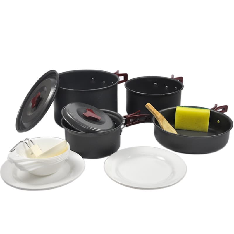 Conjunto de panelas ao ar livre/conjunto de panelas de acampamento/4-5 pessoas conjunto de panelas antiaderente de Alumi