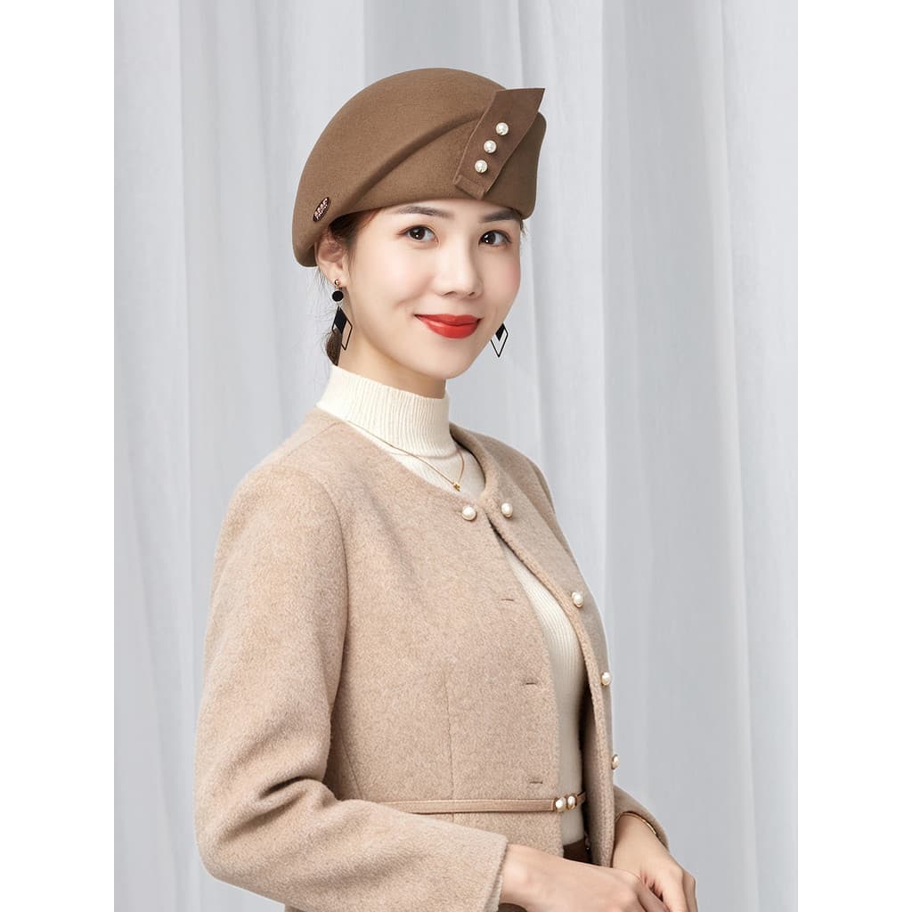 Chapéu feminino outono inverno boina feminina moda britânica chapéu de lã senhoras All-Match boina chapéu versão coreana