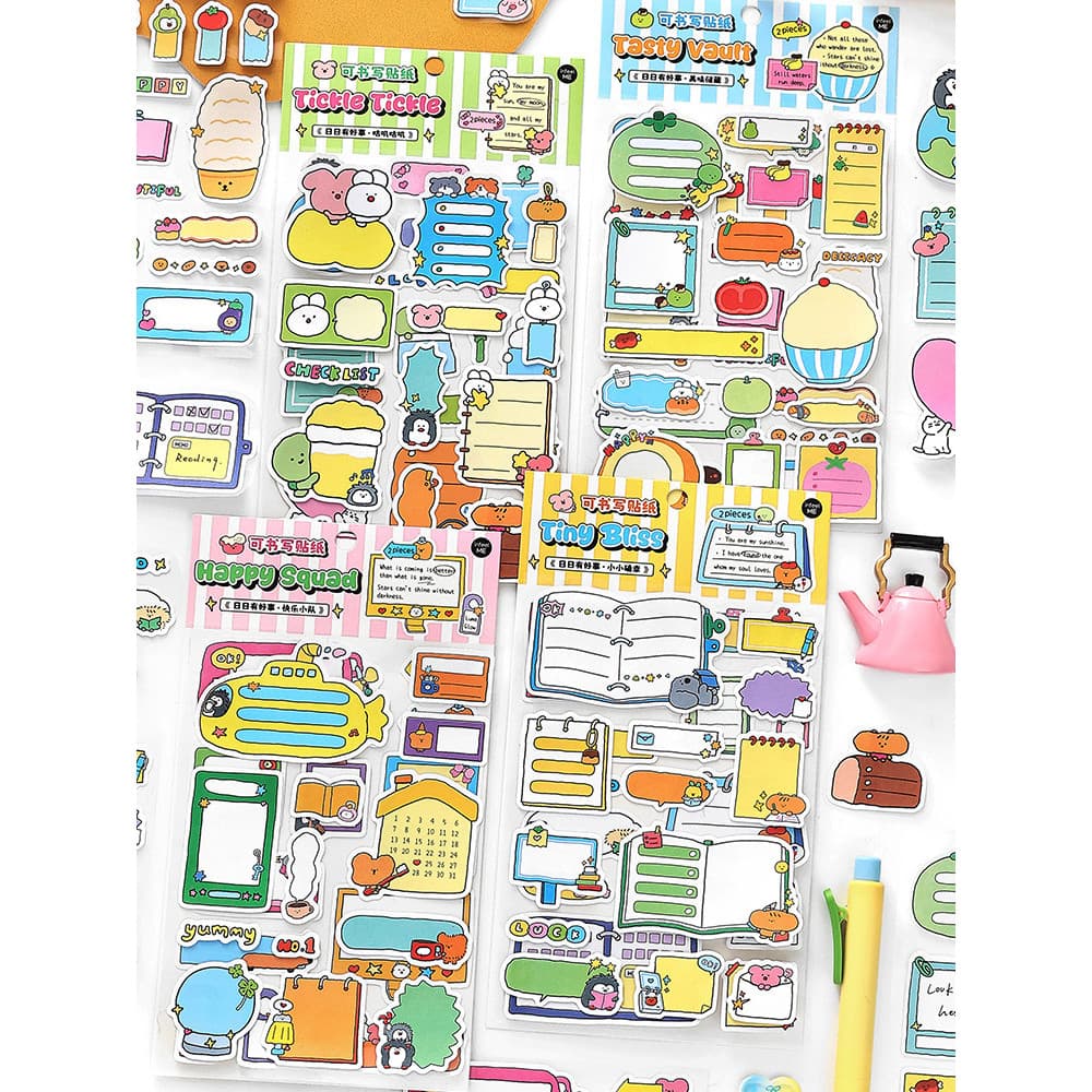 Coisas boas todos os dias série adesivos graváveis 2 peças bonito dos desenhos animados manual marca diy Material decora