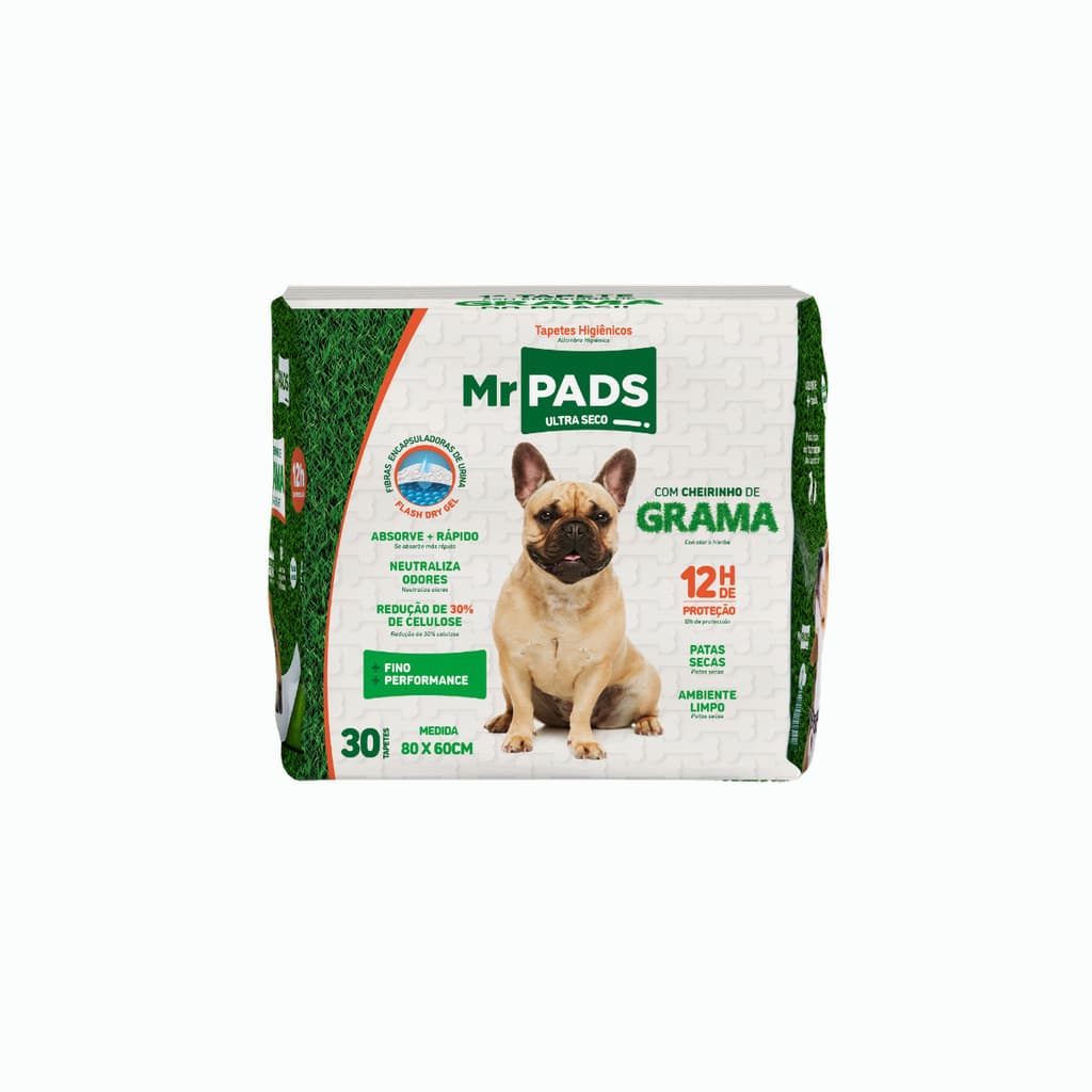 Tapete Higiênico Cheirinho Grama Mr Pads 80x60 Procão 30un