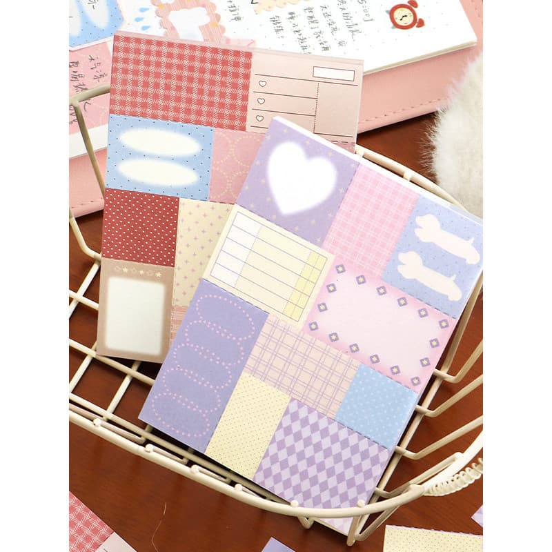 50 folhas retalhos nota papel doces casa mágica série estilo coreano bolinhas xadrez caderno Base estudante livro de mem