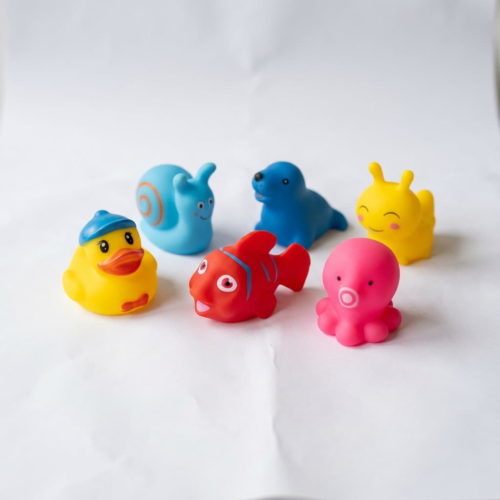 Kit 6  Brinquedos Flutuantes para Banho Infantil – Patinhos e Bichinhos para Piscina e Banheira