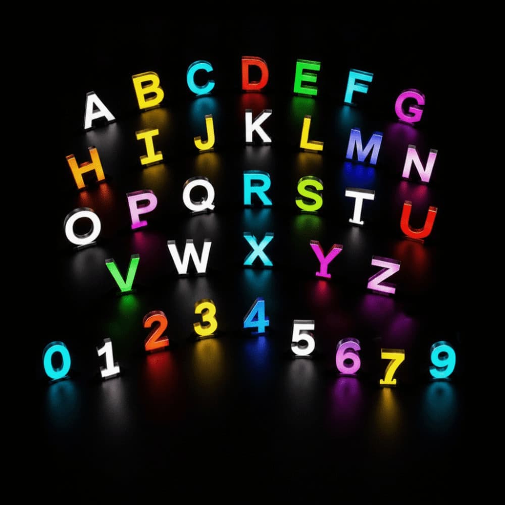 FTARLY LED Letras Luz , Decorativa Inteligente Do Alfabeto , Jogo De Lâmpada De Número De Letra De Nome Multicolor De Pl