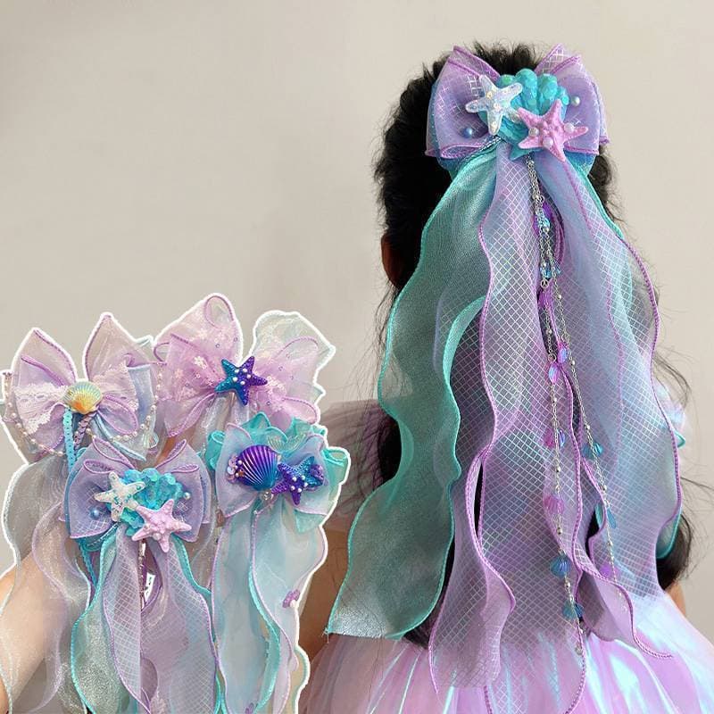 Quente > Chapéu De Sereia , Laço De Princesa Infantil , Grampo De Cabelo , Fio Flutuante Para Meninas , Prendedor Trança
