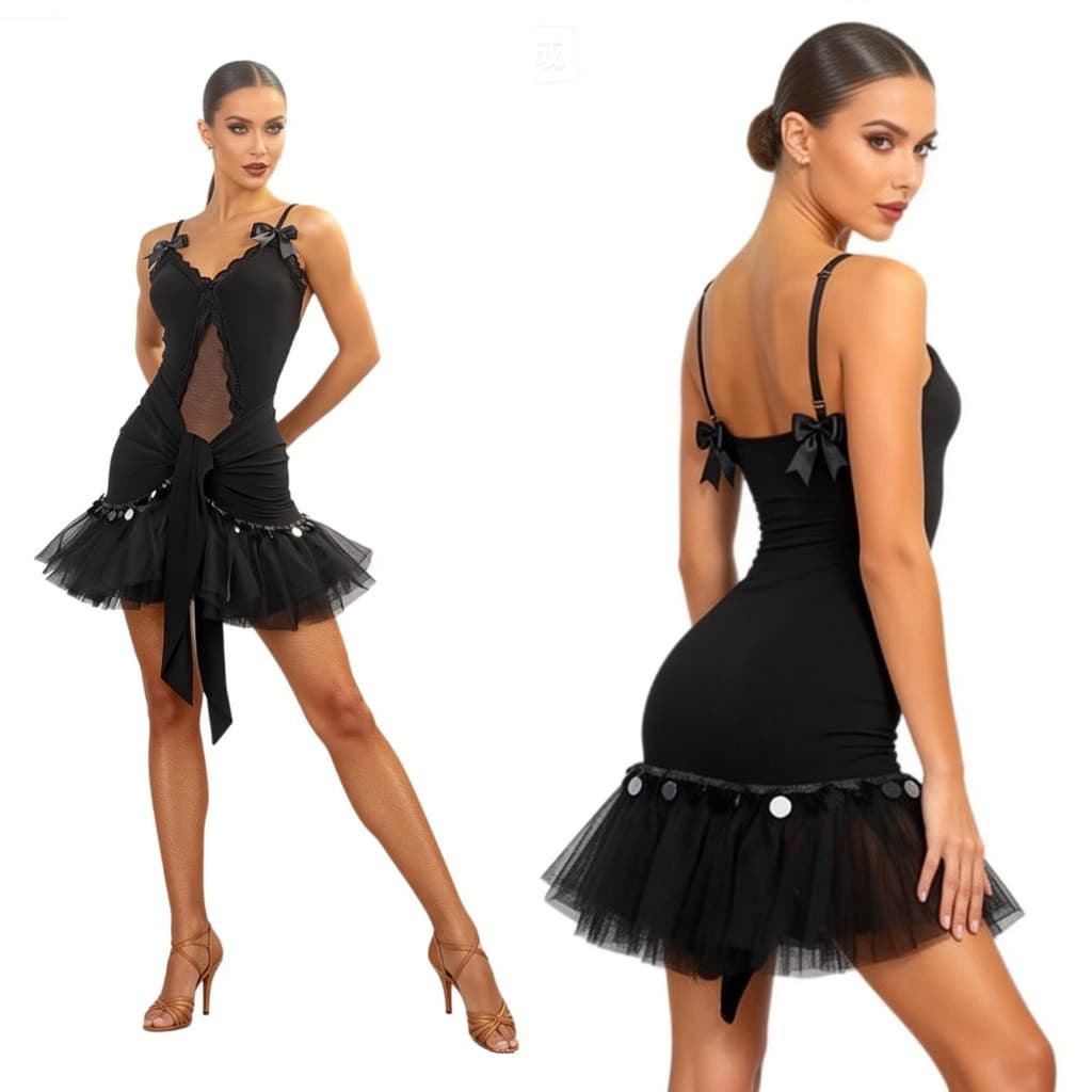 ZS dança latina adulto feminino saia de renda de uma peça terno de prática avental Hip envoltório Pettiskirt L603