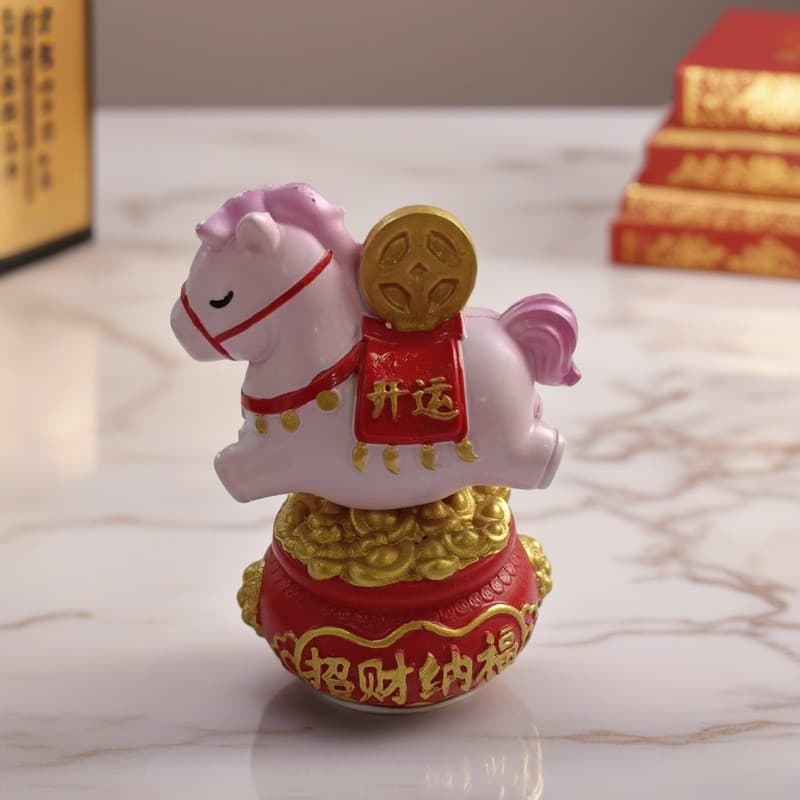 Criativo imediato boa sorte fortuna ornamentos ano novo cavalo ornamentos mesa rotativa dinheiro-sorte
