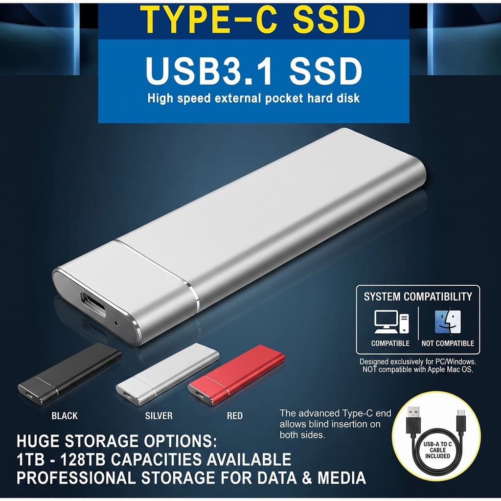 Disco rígido externo 4TB/8TB/16TB Disco rígido externo 30TB Unidade de estado sólido portátil 1TB/2TB Disco rígido exter