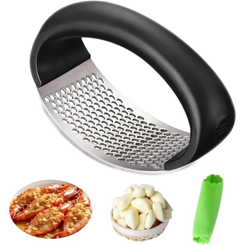 Prensa de Alho Manual Portátil de Aço Inoxidável, Modelo 2026, com Descascador de Alho – Utensílio de Cozinha Prático pa