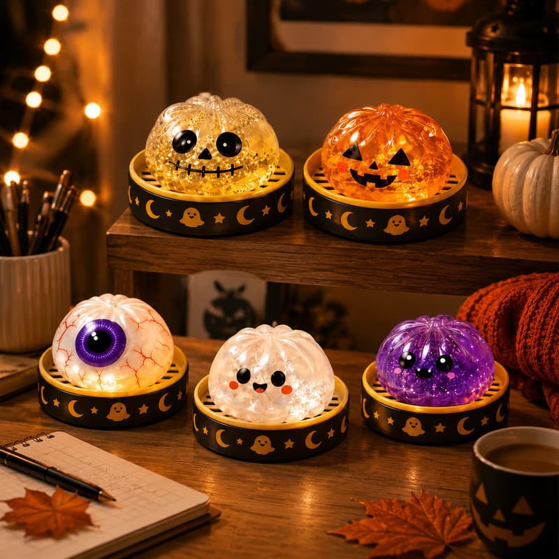 Pão cozido no vapor de Halloween com vaporizador, recuperação lenta, pitada, engraçado, fofo, descompressão, ventilação,