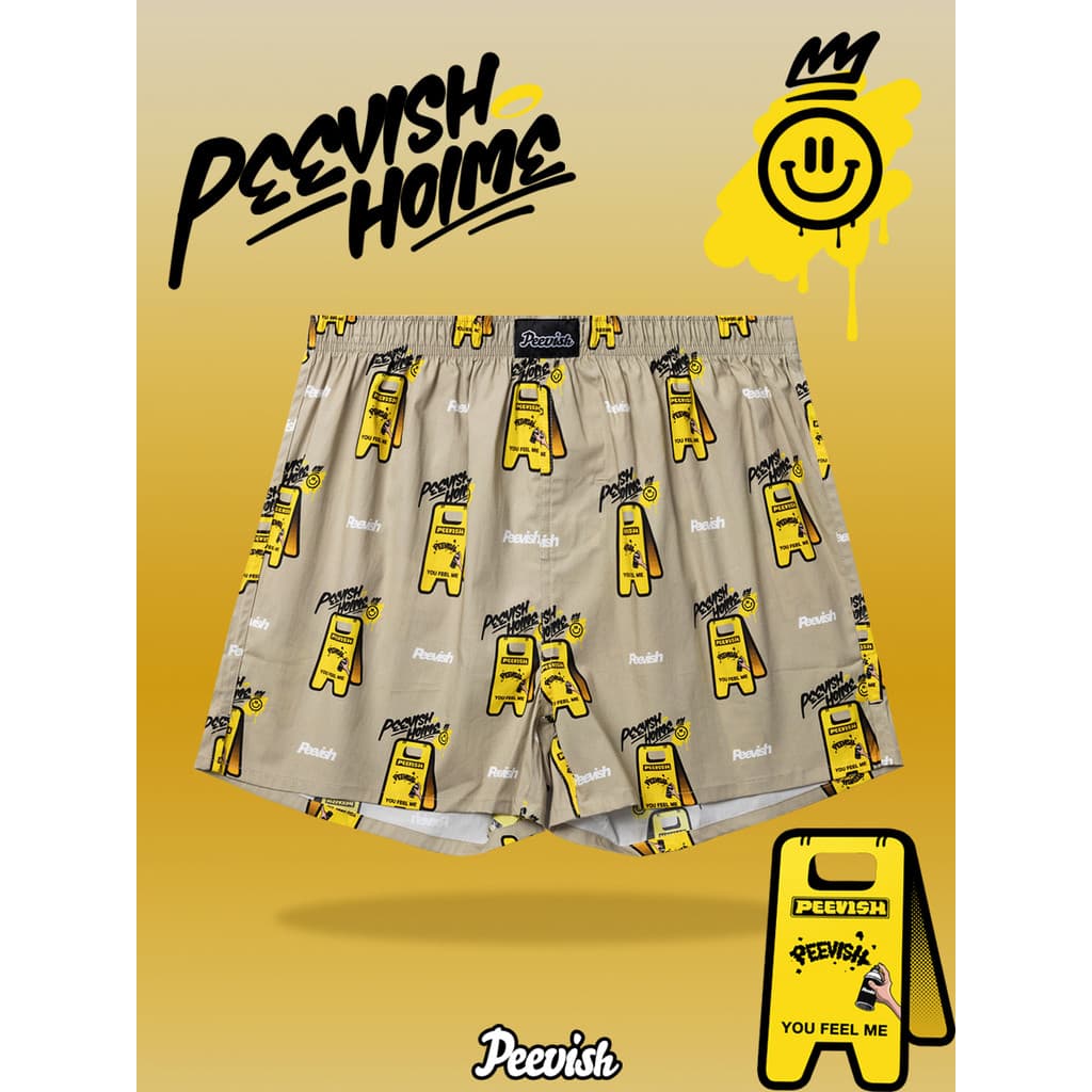PEEVISH PEEVISH Calças de seta de algodão puro Roupa íntima solta Calças masculinas Calças de pijama curtas para casa fe