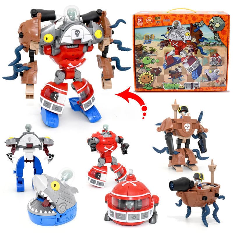 Novo Conjunto 3 Em 1 De Robô De Transformação Plant Wars Zombie Boy