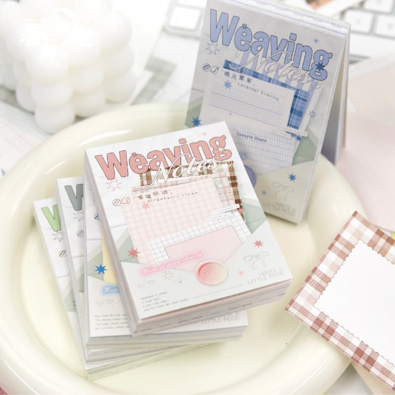 Notas Adesivas da Série Twilight Lightweave, Notas de Diário com Estampa Xadrez Fofas e Frescas para Meninas, 5 Designs