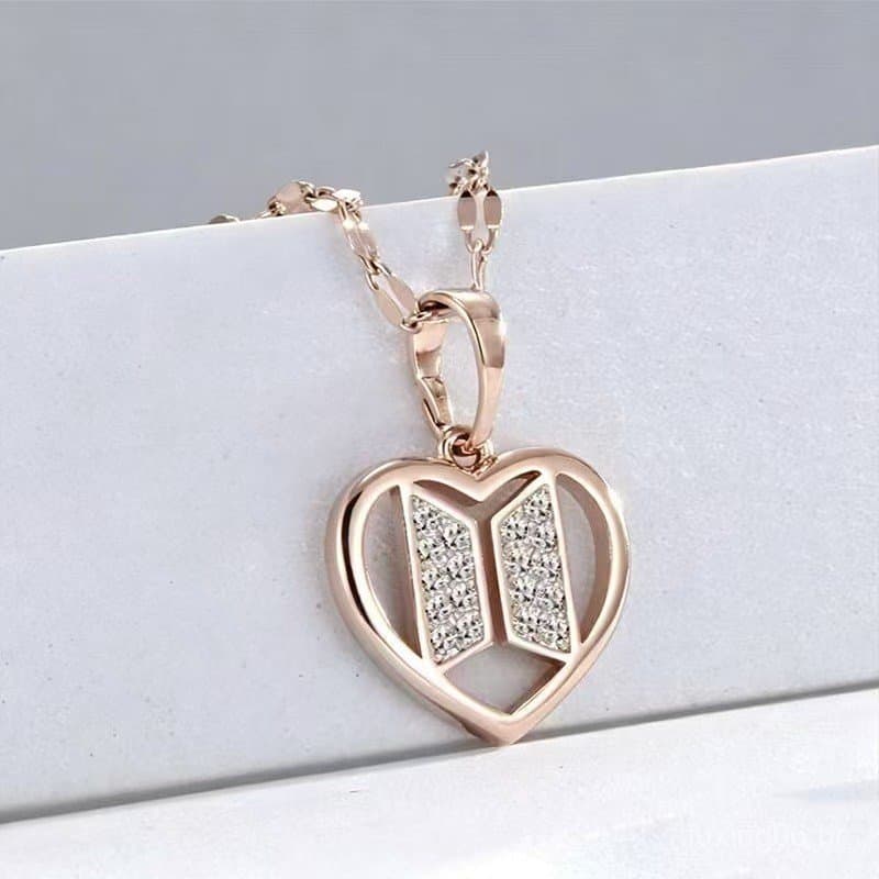 Colar Coração Símbolo BTS | Semijoia Fanmade Army Kpop | Banhada Ouro 18k e Prata 925 | Hipoalergenico