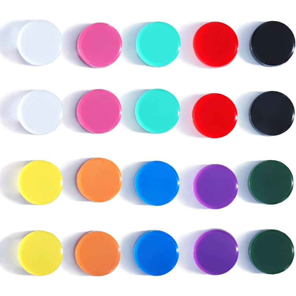 Ímãs de Geladeira, 20 Peças, 10 Cores, Ímãs Pequenos e Fortes de Alta Resistência - Mini Ímãs Redondos para Geladeira, Q