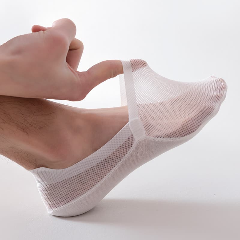 Meias de barco masculinas meias de seda gelo verão estilo fino malha respirável boca rasa meias invisíveis fundo de algo
