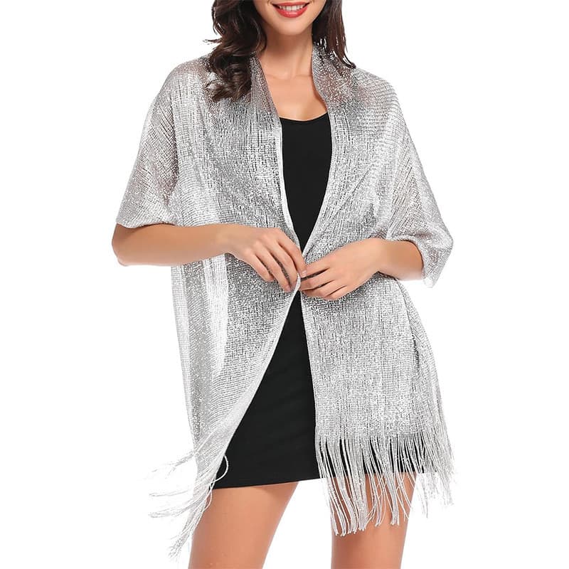 Xale cachecol ouro prata cachecol plano cachecol noiva dama de honra bola festa de casamento vestido de noite xale femin