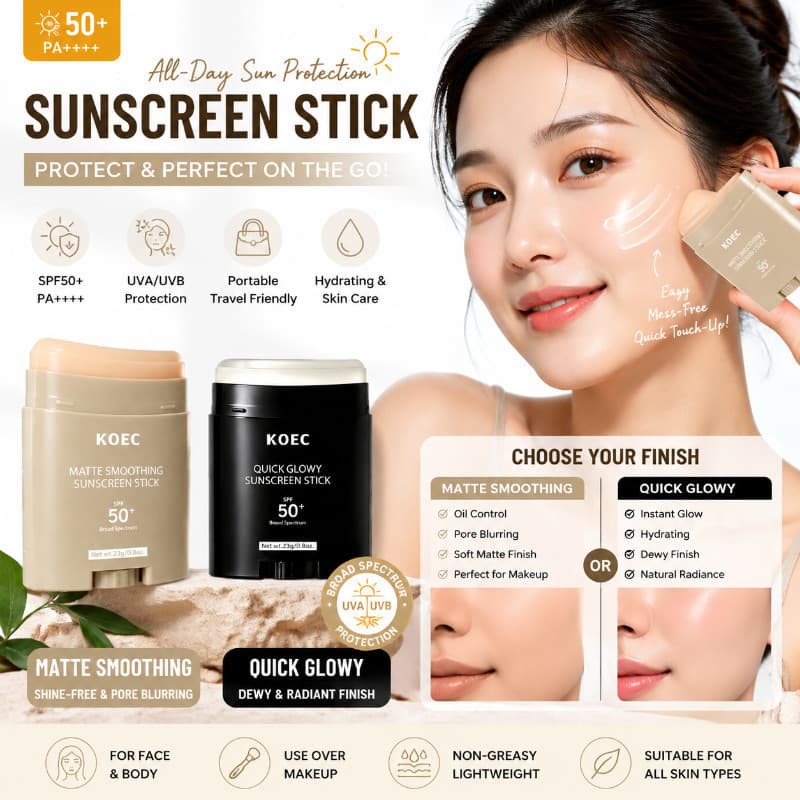 Sunstick Fps50 + PA +, Protetor Solar em Bastão com Acabamento Fosco e Brilho Rápido, Proteção UV de Amplo Espectro [HUI