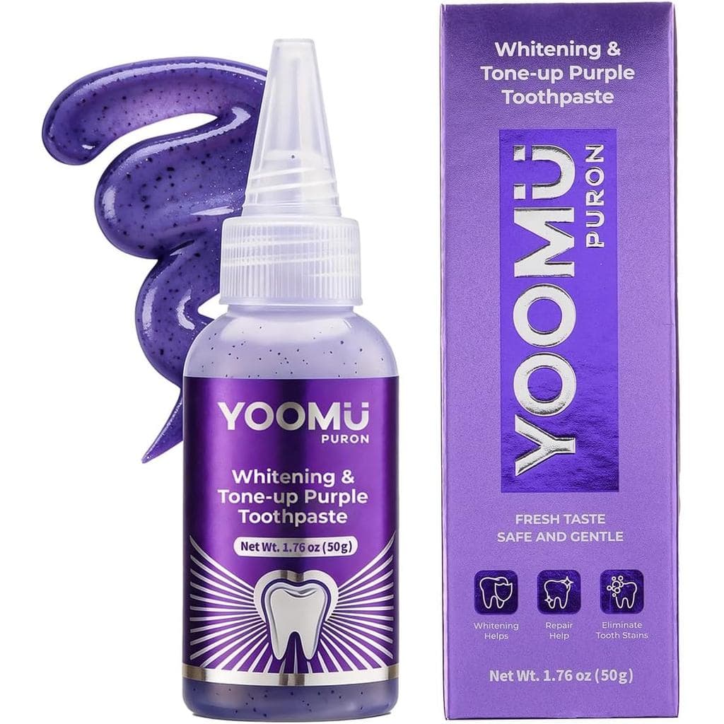 Pasta de Dente Roxa para Clareamento Dental, Pasta de Dente Clareadora Roxa YOOMU com Hidroxiapatita para um Sorriso Mai