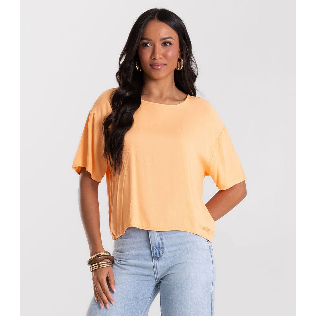 Blusa Feminina Box Em Tecido Viscose Rovitex Laranja