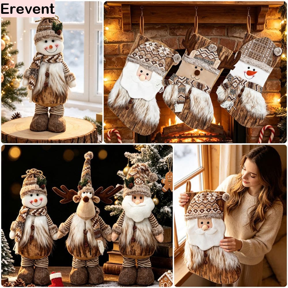 Meias De Natal SUNSET , Boneca De Decorações De Férias De Pelúcia De Desenho Animado , Bolsas De Papai Noel Com Design P