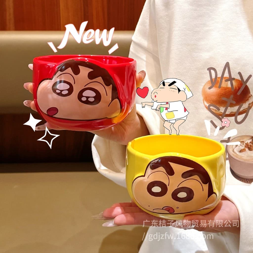 Novo Crayon Shin-Chan Co-Branded Tigela de Arroz Doméstica Dos Desenhos Animados Bonito Tigela de Cerâmica Prato Colher