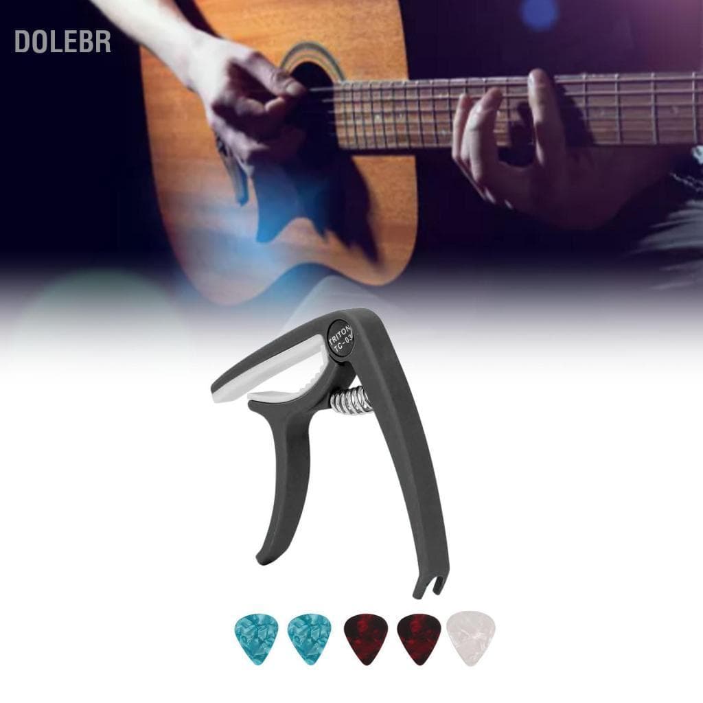 Dolebr Conjunto de ukulele Funien para guitarra elétrica Capo ABS 5 peças para bandolim banjo (preto)