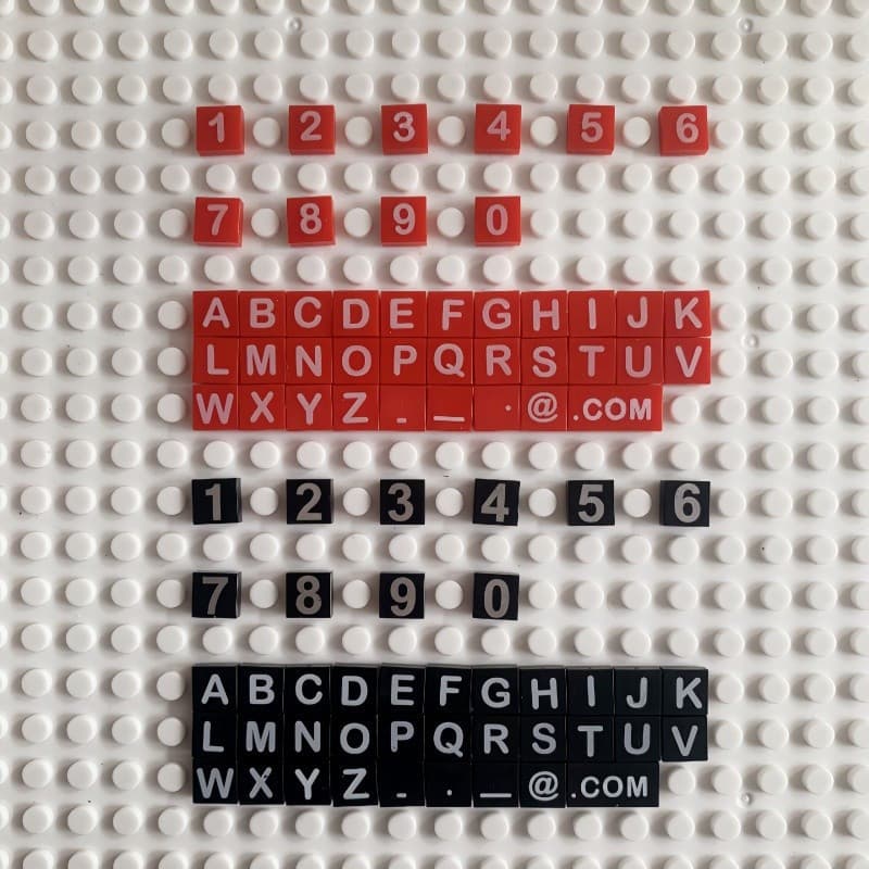 Conjunto de blocos de montar MOC de 41 peças, bloco 1x1 com letras e números impressos, compatível com 3070, blocos de m