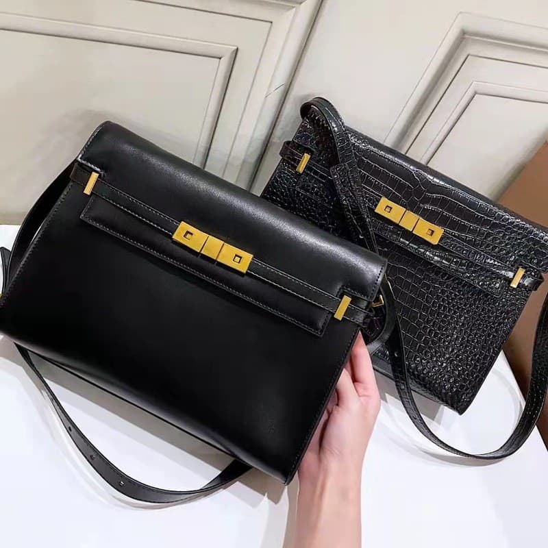 Novo Manhattan Crocodilo Padrão Madeiras de Couro Mesmo Estilo Bolsa Kelly de Um Ombro