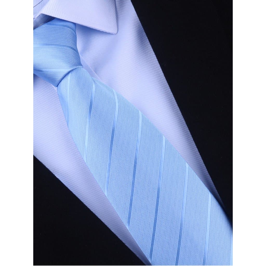 Gravata masculina roupa Formal céu azul listras negócios sem nó preguiçoso zíper casamento noivo terno gravata de alta q