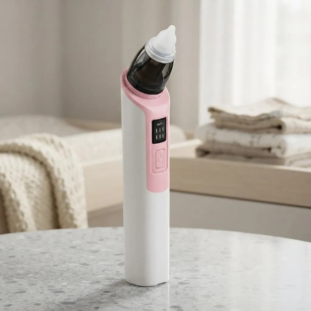 Aspirador Nasal Elétrico Bebê Portátil Sucção Suave Descongestionante Infantil Higiene Nasal Fácil Limpeza Rosa