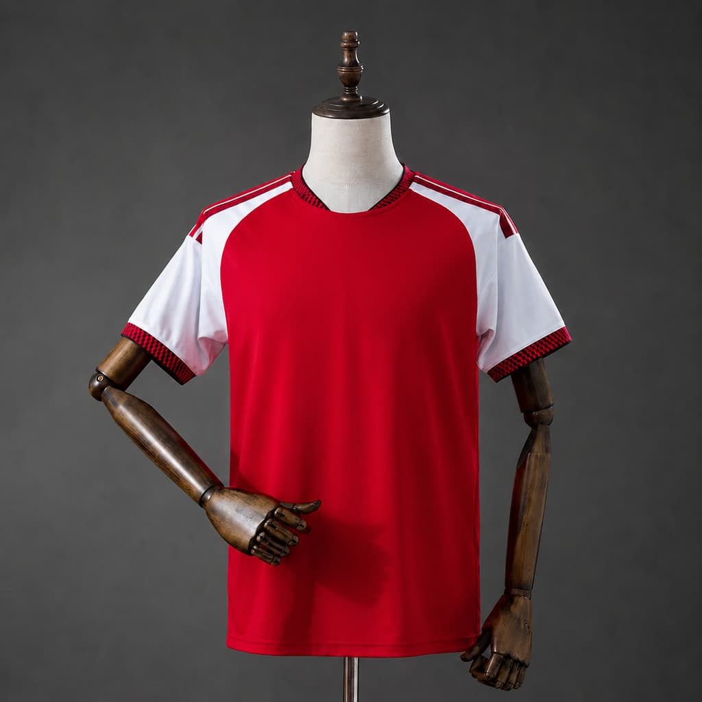 Camisa Masculina Vermelho com Detalhes Branco 26/27 – Modelo Esportivo Casual P ao 2XL