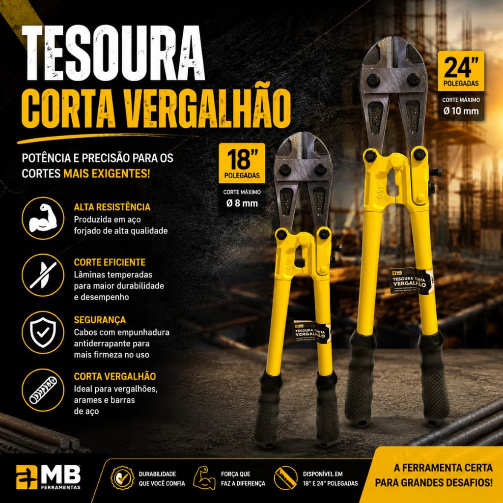 Alicate Tesoura 18/24 Polegadas Corta Vergalhão Cadeados Ferro Cabos